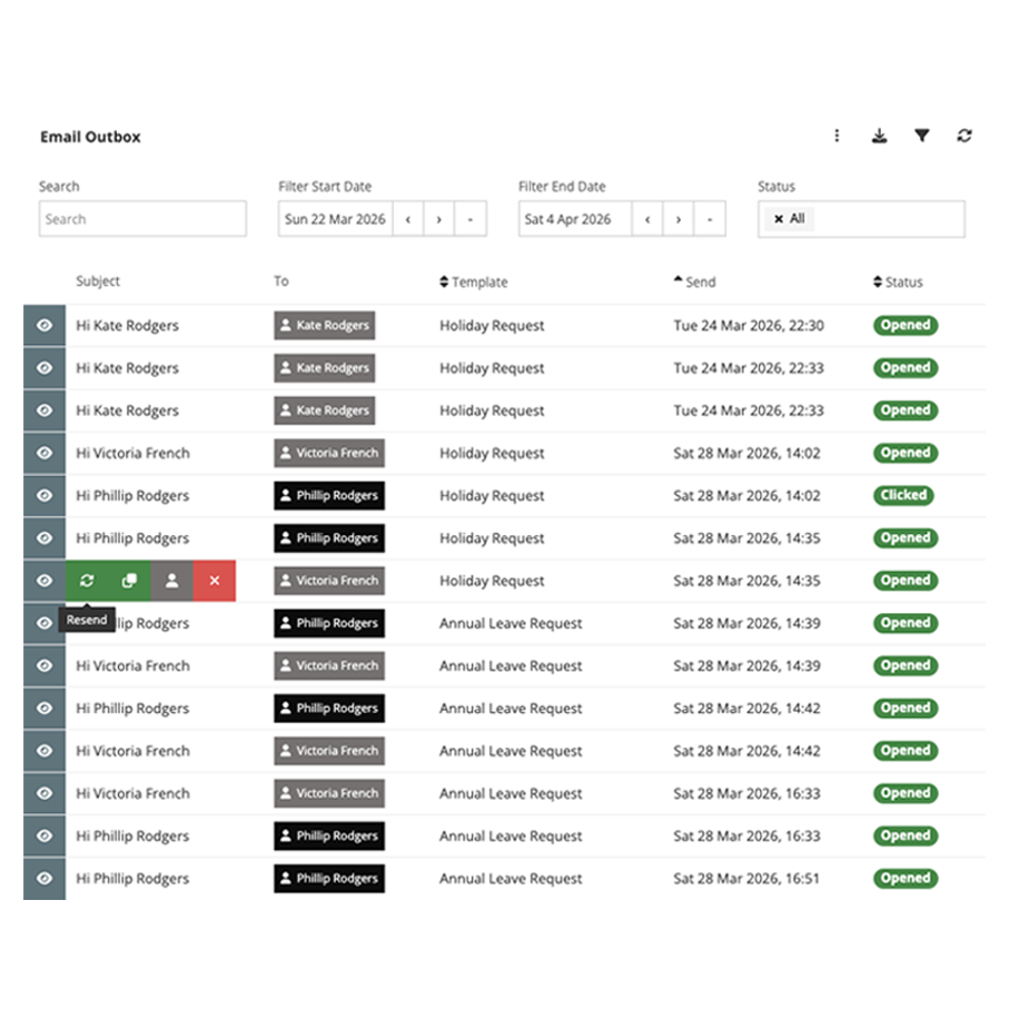 Shared email outbox showing a team collaborating on an outbound campaign